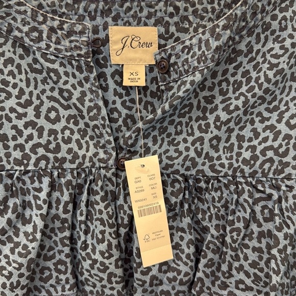 J. Crew Blue Ruffled Long Sleeve Blouse - Picture 3 of 5